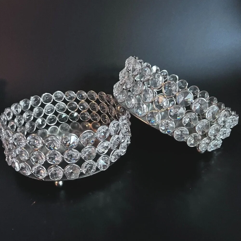 Rhinestone Wine Coasters Set Of‎ 2 From Z Gallerie Clear Faceted Bling 6